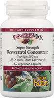 ResveratrolRich Концентрат ресвератрола суперсилы, 250 мг, 60 вегетарианских капсул Natural Factors