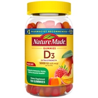 Витамин D 125мкг в жевательных конфетах со вкусом клубники, персика и манго - 150 конфет - Nature Made Nature Made
