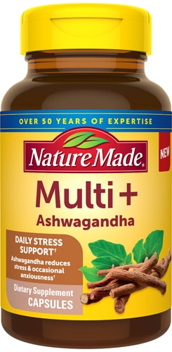 Мультивитамины Multi + Ashwagandha для женщин и мужчин, 60 капсул Nature Made
