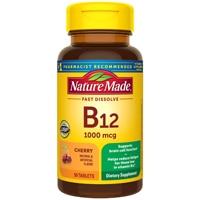 Быстрорастворимый витамин B-12 в вишне — 1000 мкг — 50 таблеток Nature Made