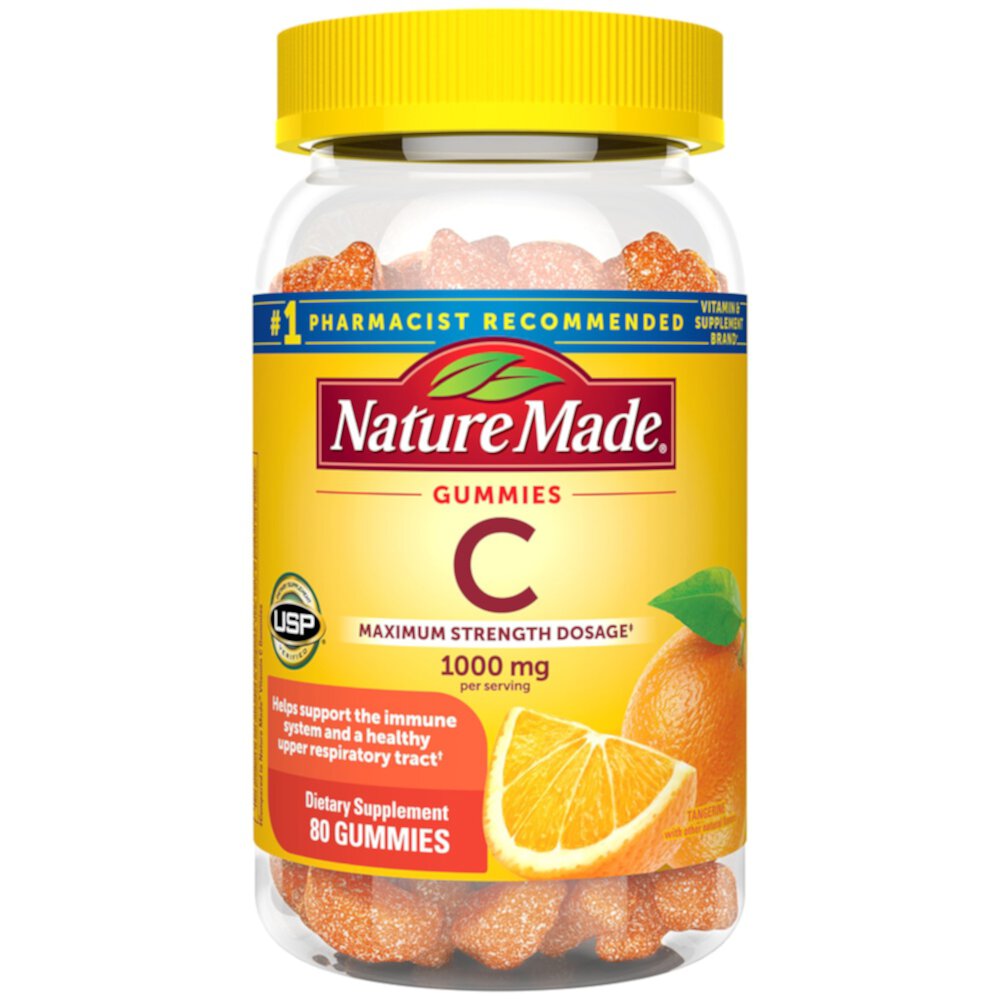 Жевательные конфеты с витамином С, мандариновые — 1000 мг — 80 жевательных конфет Nature Made