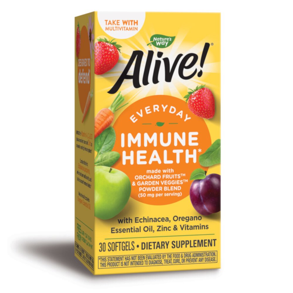 Alive! Everyday Immune Health - with Echinacea Zinc & Vitamins -- 30 Softgels (Мягкие капсулы) Nature's Way