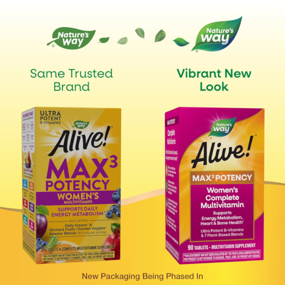 Alive! Max3 Potency Women's Complete Multivitamin - B-Vitamins -- 90 Tablets (Таблетки) Nature's Way