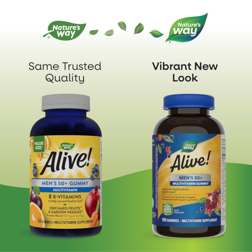 Alive! Men’s 50+ Gummy Multivitamin with B-Vitamins -- 150 Gummies (Жевательные конфеты) Nature's Way