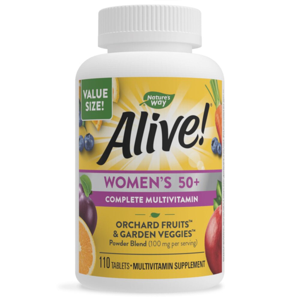 Alive! Women's 50+ Complete Multivitamin - Vitamins C D3 B12 Magnesium -- 110 Tablets (Таблетки) Nature's Way