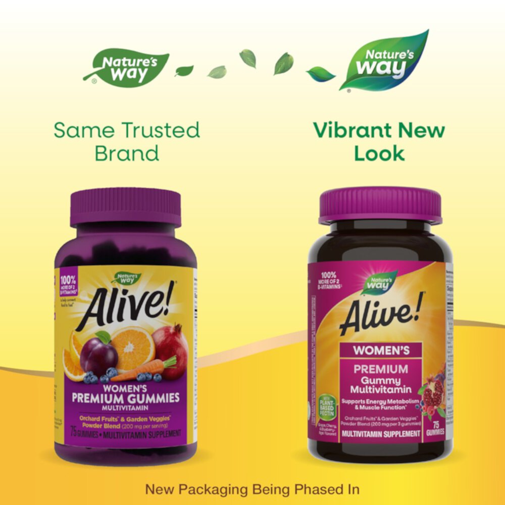 Alive! Women's Premium Gummy Multivitamins with B-Vitamins -- 75 Gummies (Жевательные конфеты) Nature's Way