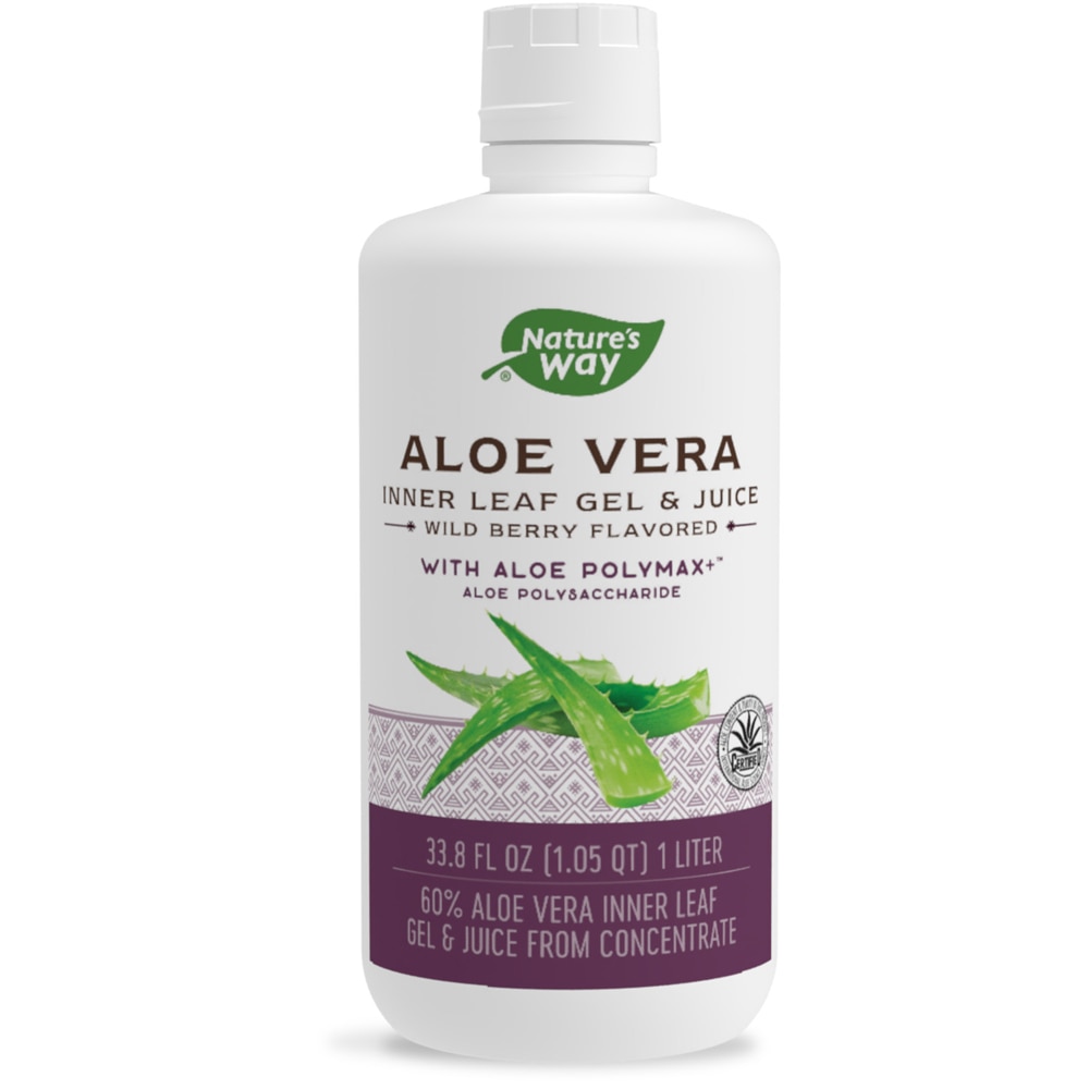 Aloe Vera Inner Leaf Gel (Гель) & Juice - With Aloe Polymax+ - Wild Berry Flavor -- 33.8 fl oz (Жидкие унции) Nature's Way