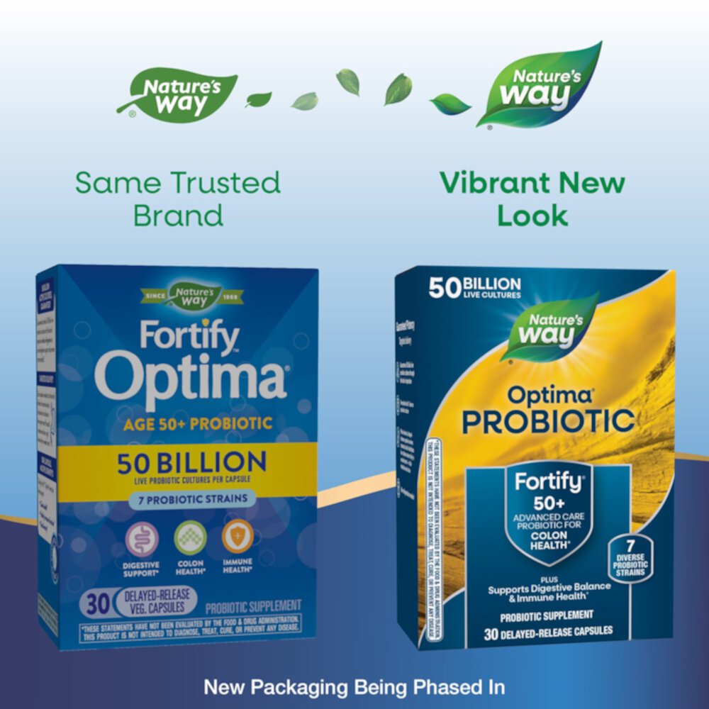 Fortify Optima 50+ Probiotic - 50 Billion Live Cultures -- 30 Capsules (Капсулы) Nature's Way