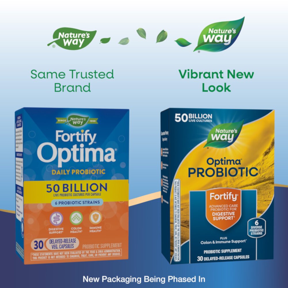 Fortify Optima Daily Probiotic - 50 Billion Live Cultures -- 30 Capsules (Капсулы) Nature's Way