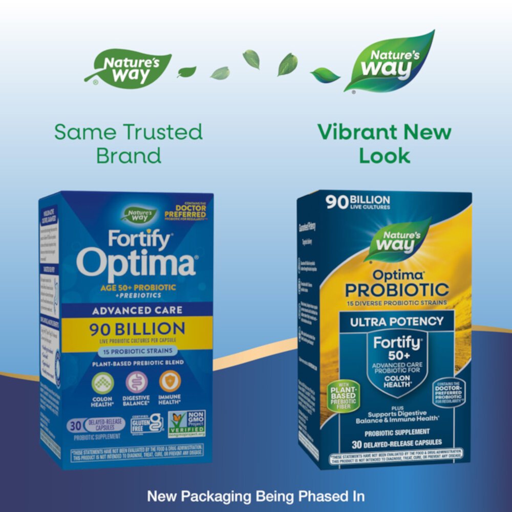 Fortify Optima 50+ Daily Probiotic + Prebiotics - 90 Billion Cultures -- 30 Capsules (Капсулы) Nature's Way