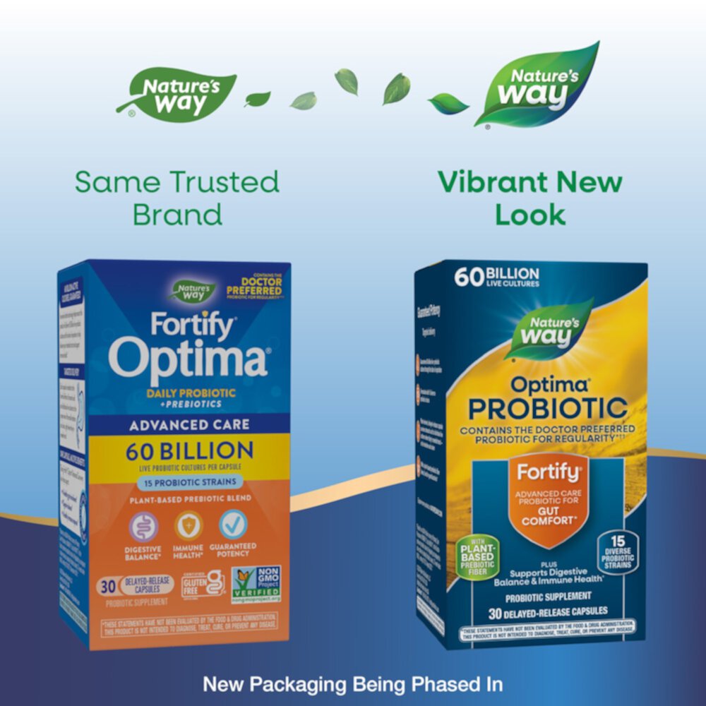 Fortify Optima Daily Probiotic + Prebiotics - 60 Billion Live Cultures -- 30 Capsules (Капсулы) Nature's Way