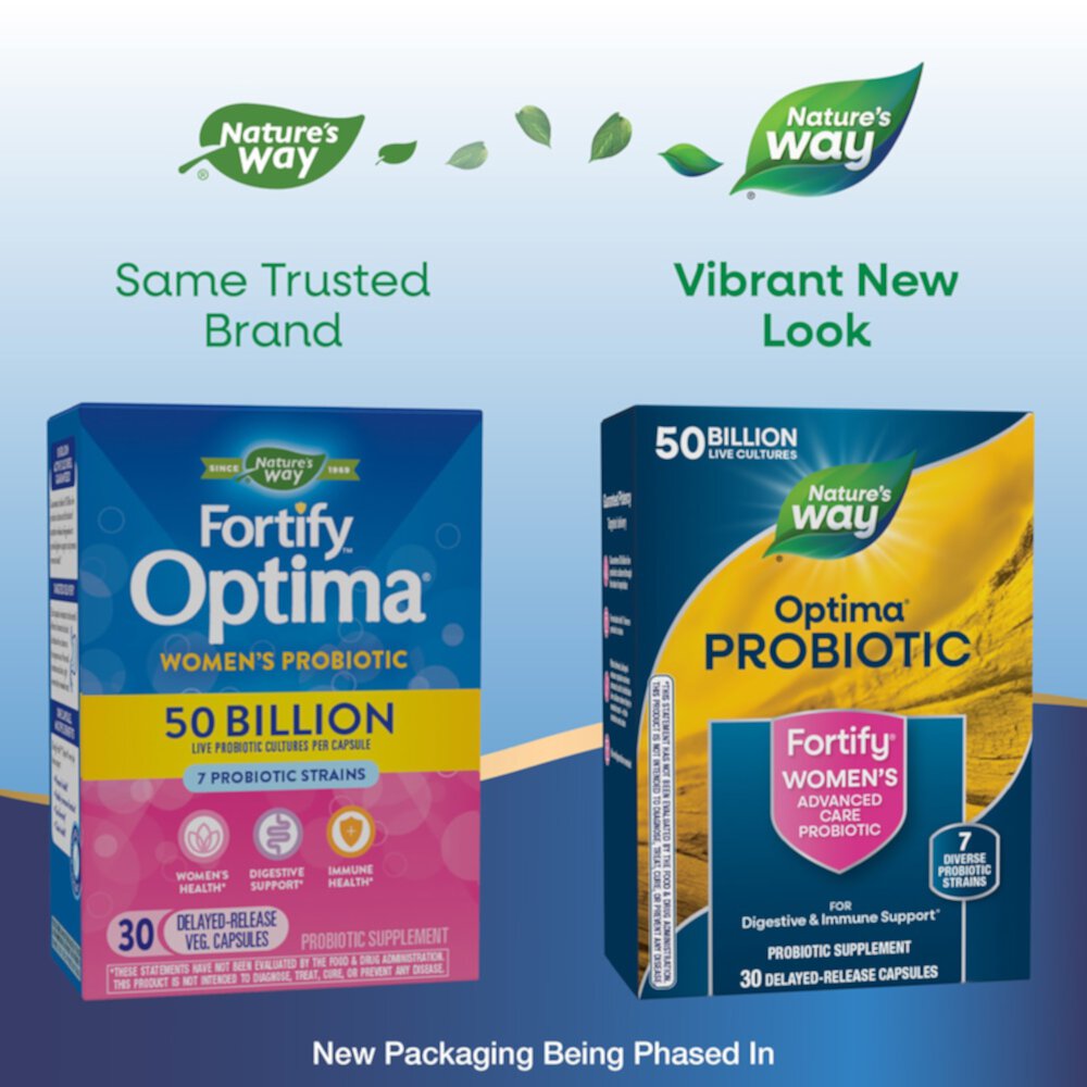 Fortify Optima Women's Probiotic - 50 Billion Live Cultures -- 30 Capsules (Капсулы) Nature's Way