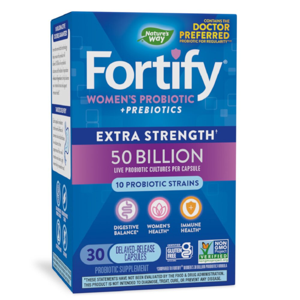 Fortify Women's Extra Strength Probiotic - 50 Billion Live Cultures -- 30 Capsules (Капсулы) Nature's Way