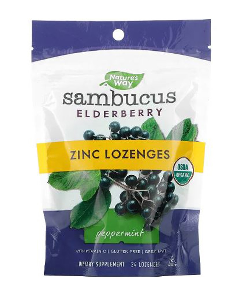 Mint Flavored Sambucus Lozenges (Пастилки) -- 24 Lozenges Nature's Way