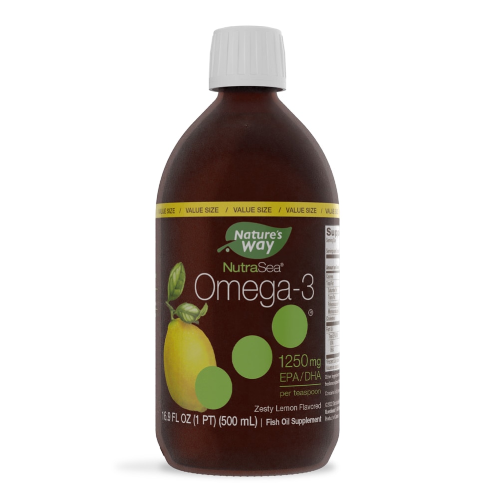 Рыбий жир NutraSea Omega-3 — 1250 мг ЭПК-ДГК — со вкусом пикантного лимона — 16,9 жидких унций Nature's Way