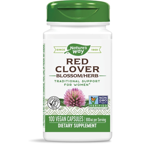 Красный клевер - 800 мг на порцию - 100 веганских капсул - Nature's Way Nature's Way