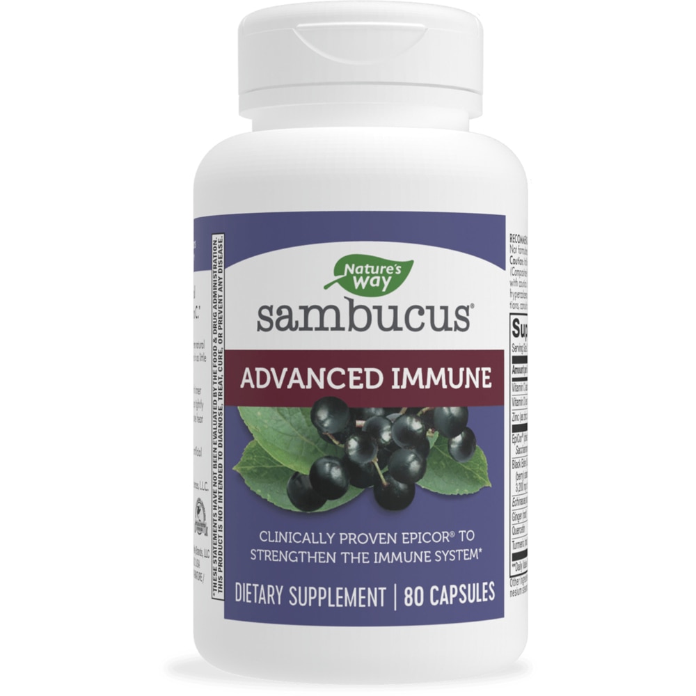 Sambucus Advanced Immune - Strengthens Immune System with EpiCor -- 80 Capsules (Капсулы) Nature's Way