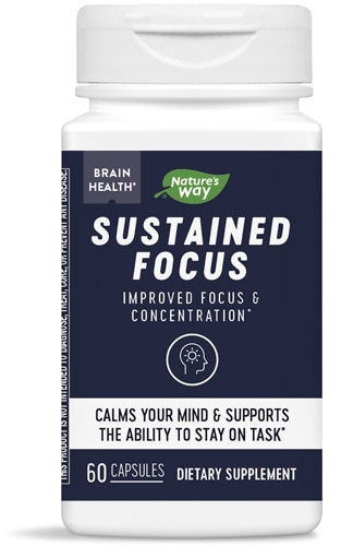 Sustained Focus - Brain Health - Improved Focus & Concentration -- 60 Capsules (Капсулы) Nature's Way