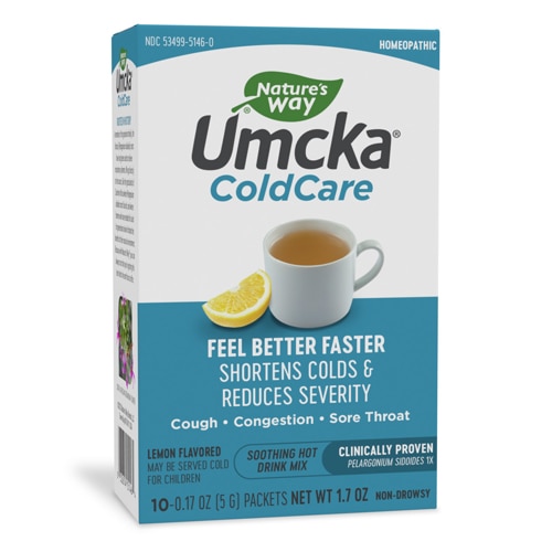Umcka ColdCare Смесь для успокаивающего горячего напитка — со вкусом лимона — 10 пакетов Nature's Way