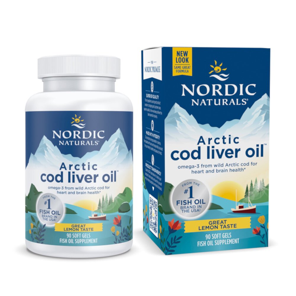 Arctic Cod Liver Oil Lemon Fish Oil -- 90 Softgels (Мягкие капсулы) Nordic Naturals