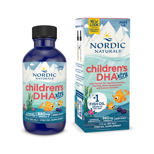 Children's DHA Xtra Liquid (Жидкость) Fish Oil Berry Punch -- 880 mg - 2 fl oz (Жидкие унции) Nordic Naturals