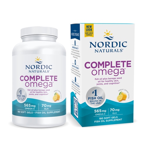 Complete Omega Fish Oil and GLA Lemon -- 635 mg - 180 Softgels (Мягкие капсулы) Nordic Naturals