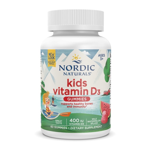 Kids Vitamin D3 Ages 3+ Wild Watermelon -- 400 IU - 60 Gummies (Жевательные конфеты) Nordic Naturals