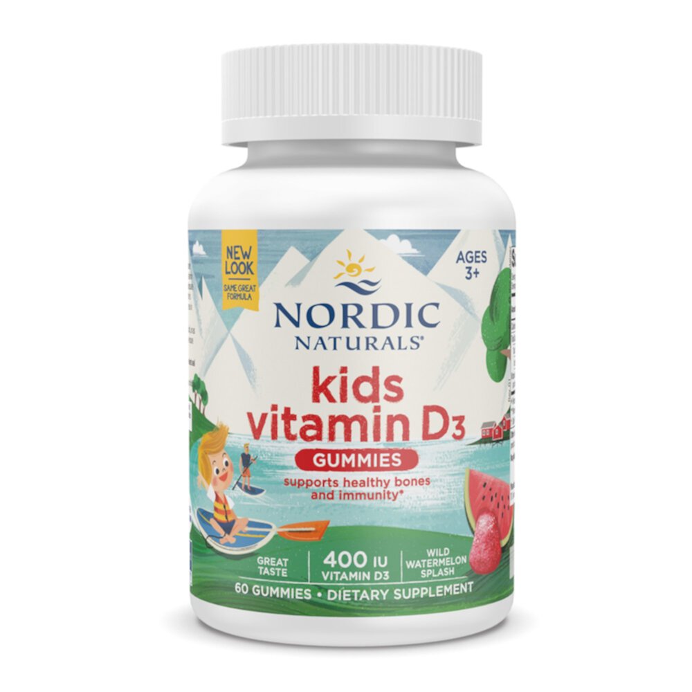 Kids Vitamin D3 Ages 3+ Wild Watermelon -- 400 IU - 60 Gummies (Жевательные конфеты) Nordic Naturals