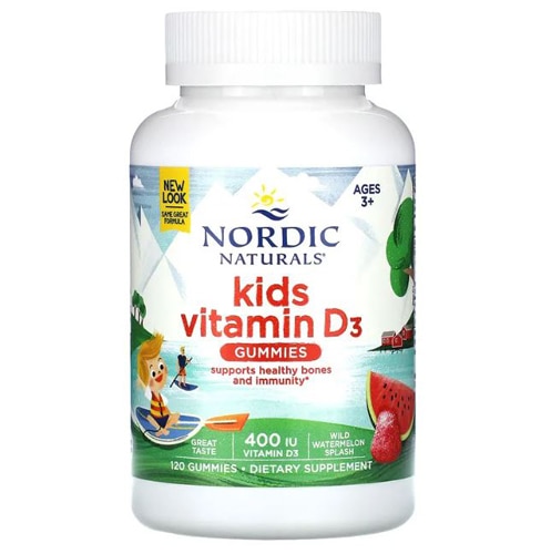 Vitamin D3 Kids Gummies Ages 3+ Wild Watermelon Splash -- 400 IU - 120 Gummies Nordic Naturals