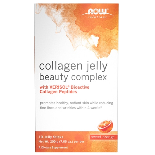 Личная гигиена - Комплекс красоты Collagen Jelly Sweet Orange, 10 палочек NOW Foods