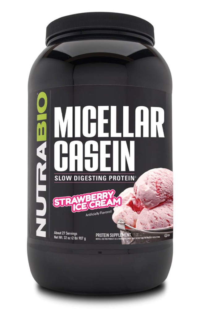 Micellar Casein Strawberry Ice Cream (Крем) -- 27 Servings (Порции) NutraBio