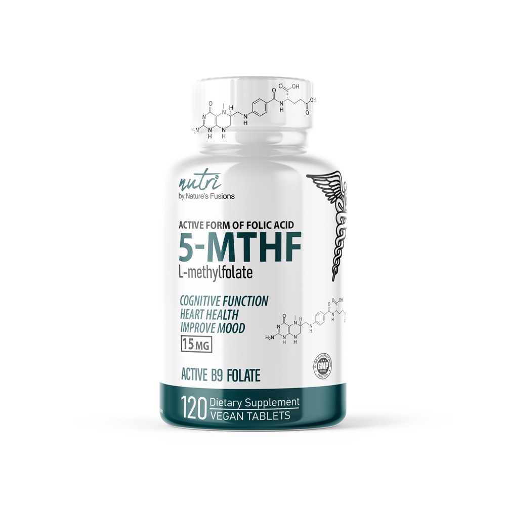 5-MTHF L-метилфолат, 15 мг, 120 веганских таблеток Nutri