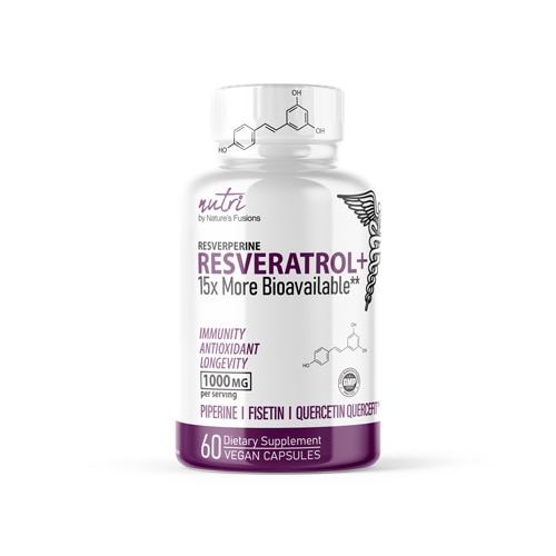 Ресверперин + транс-ресвератрол с черным перцем и физетином, 1000 мг, 60 веганских капсул Nutri