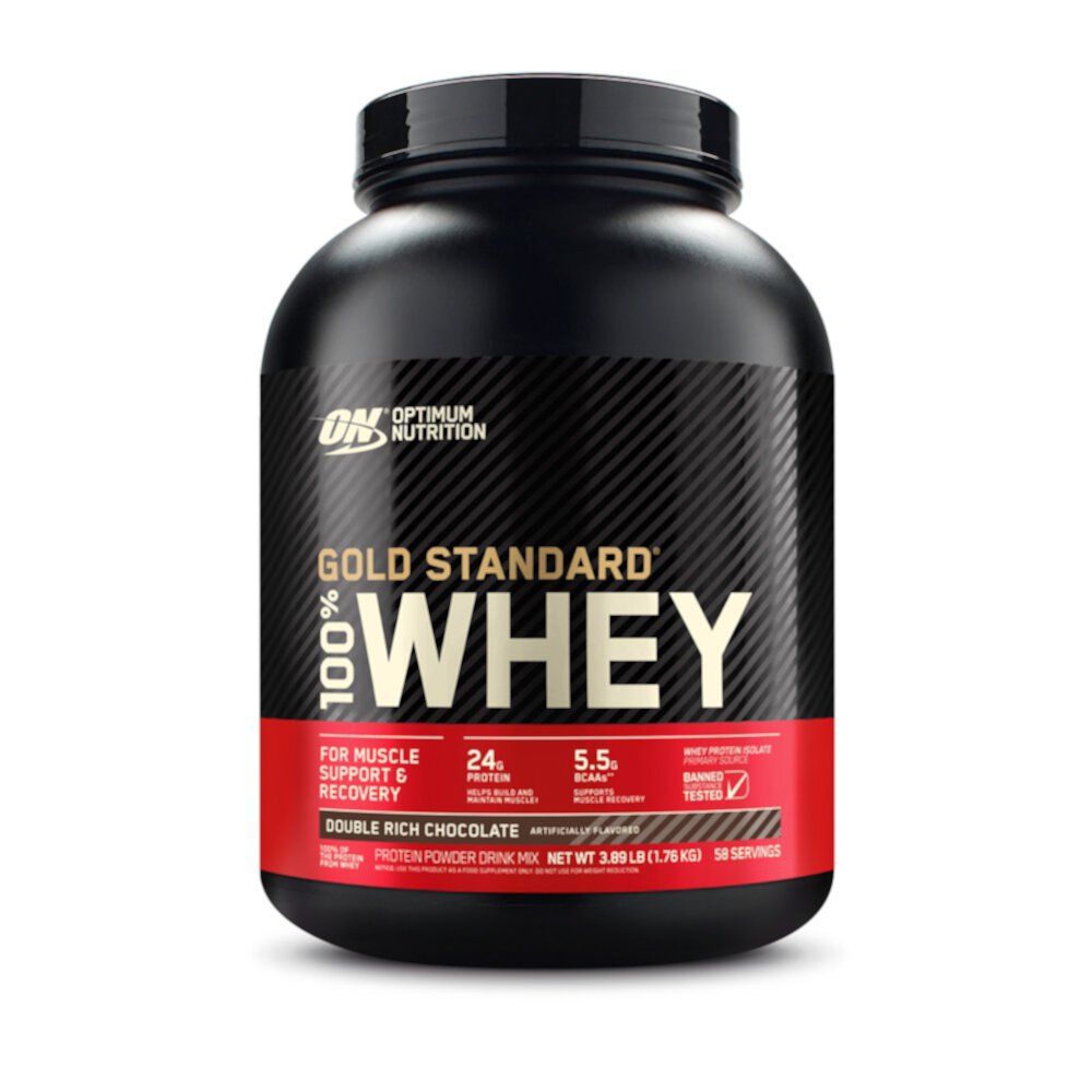 Gold Standard 100% Whey Protein Powder (Порошок) For Muscle Support and Recovery Double Rich Chocolate -- 58 Servings (Порции) Optimum Nutrition