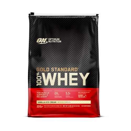 Gold Standard 100% порошок сывороточного протеина для поддержки и восстановления мышц, ванильное мороженое, 146 порций Optimum Nutrition