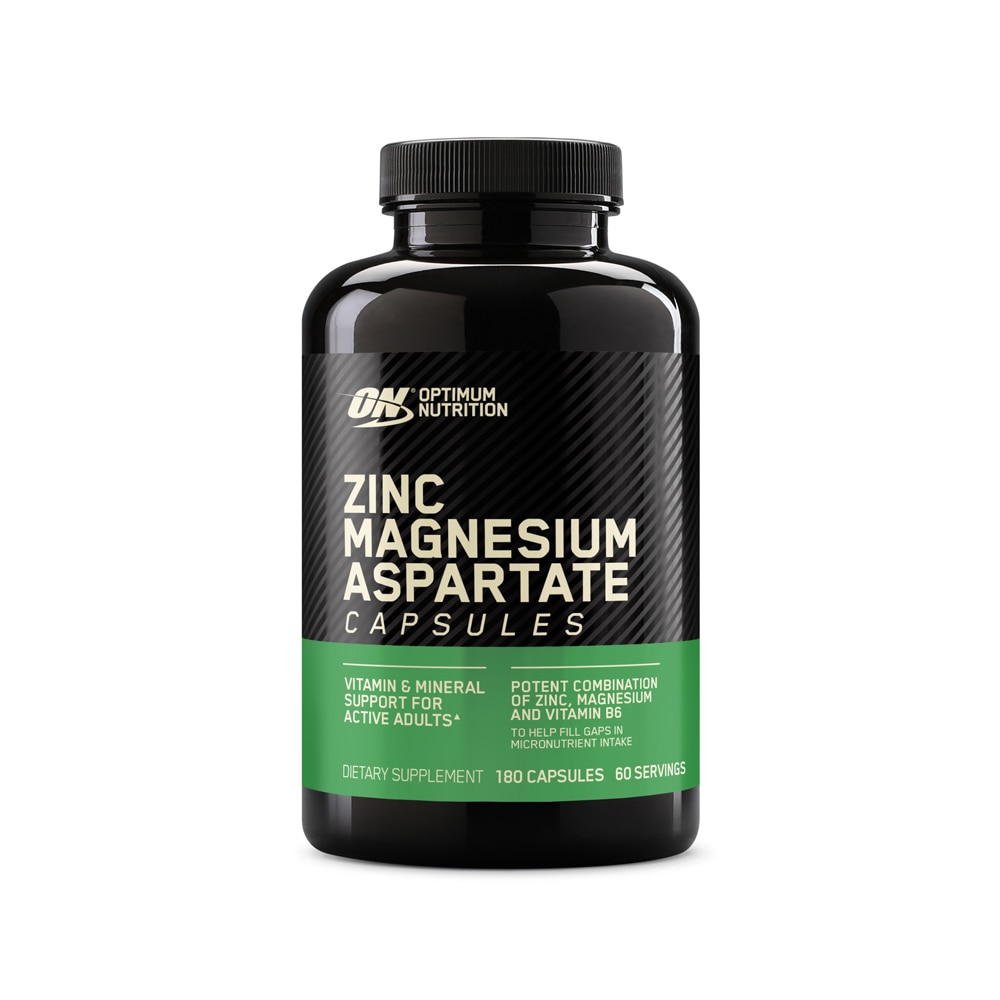 Zinc Magnesium Aspartate Capsules (Капсулы) Vitamin & Mineral Support for Active Adults -- 180 Capsules Optimum Nutrition