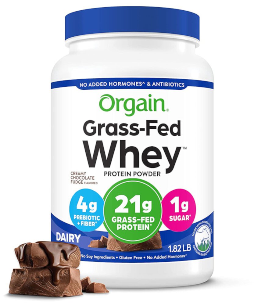 Сывороточный белок, кормление на траве, 21г - Вкус шоколадного трюфеля - 823г - Orgain Orgain
