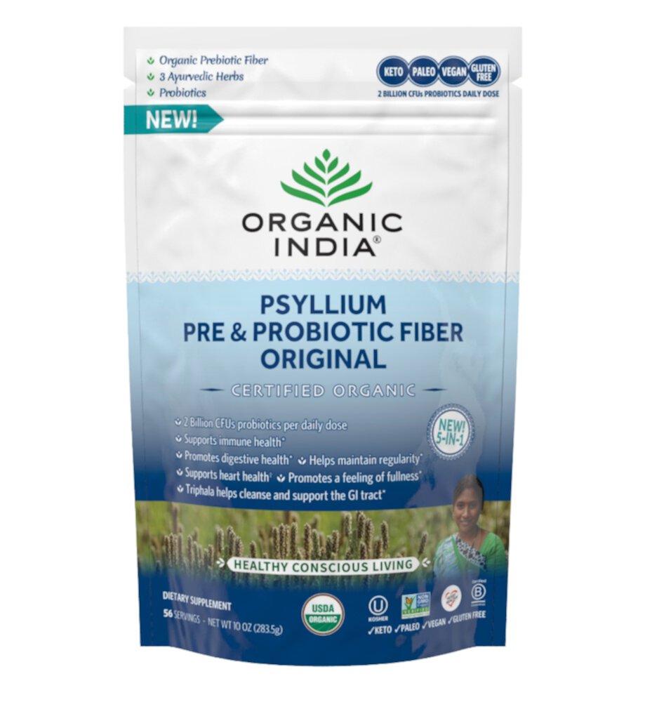 Psyllium Pre & Probiotic Fiber Original -- 10 oz (Унции) Organic India