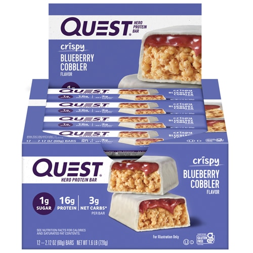 П Protein Bars Blueberry Cobbler — 16 г белка, 3 г углеводов, 1 г сахара, в упаковке 12 шт Quest Nutrition