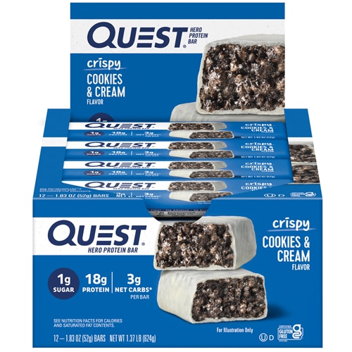 Протеиновые батончики Quest Hero Cookies & Cream — 12 штук, 17 г белка Quest Nutrition