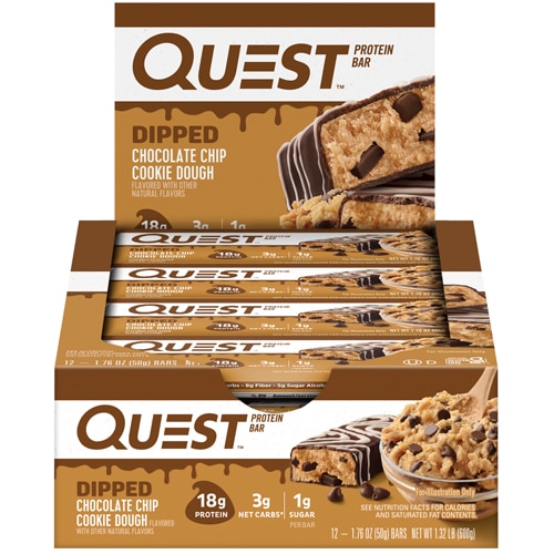 Протеиновые батончики Quest с шоколадным тестом печенья – 12 шт, 17 г белка Quest Nutrition