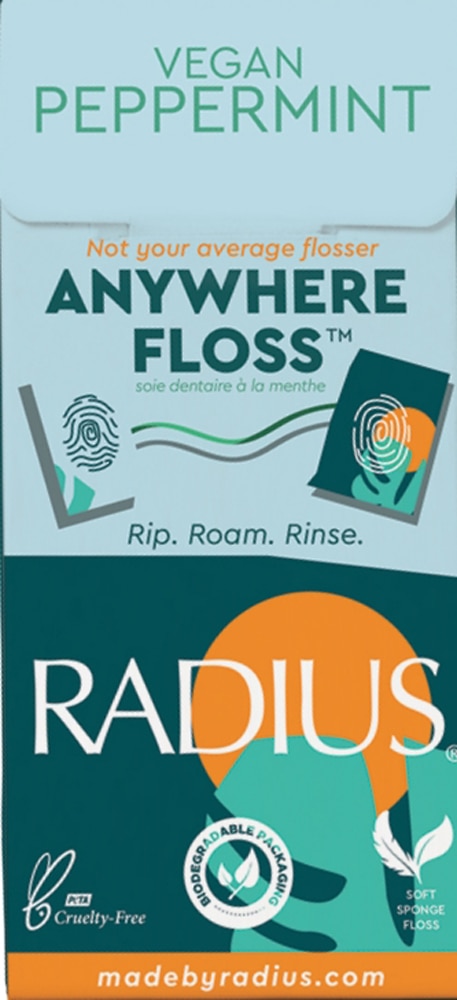 Anywhere Floss — веганская мята, 20 пакетиков RADIUS