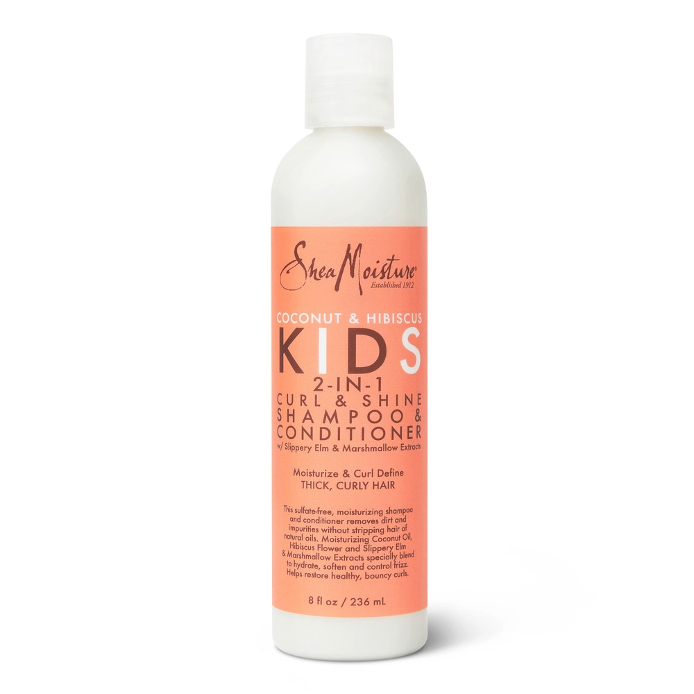 Детские Кондиционеры для Волос SheaMoisture Kids 2-in-1 Curl & Shine Shampoo & Conditioner Coconut & Hibiscus -- 8 fl oz SheaMoisture