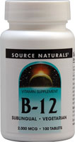 B-12 Sublingual -- 2000 mcg - 100 Tablets (Таблетки) Source Naturals