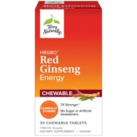 HRG80 Энергетические жевательные таблетки красного женьшеня, 30 жевательных таблеток Terry Naturally