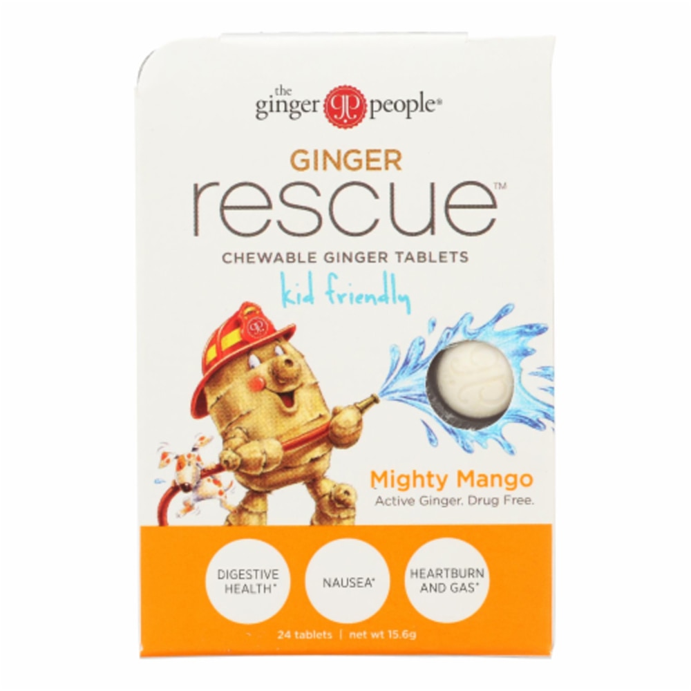 Ginger Rescue Chewable Ginger Tablets (Таблетки) For Kids Mighty Mango -- 24 Tablets The Ginger People