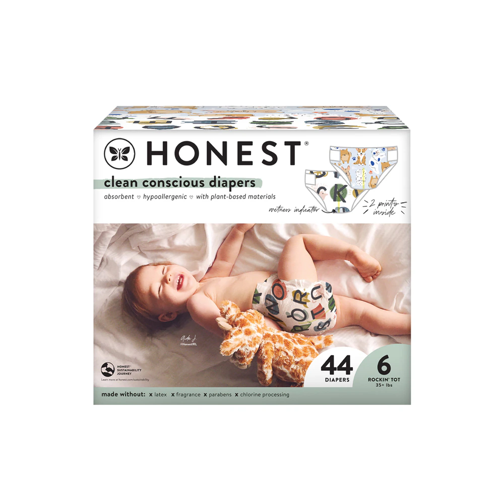 Clean Conscious Diapers Size 6 All The Letters +It's A Pawty -- 44 Diapers The Honest Company