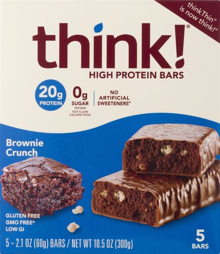 Протеиновый батончик Brownie Crunch - 20 г белка, 0 г сахара, упаковка из 5 батончиков Think!