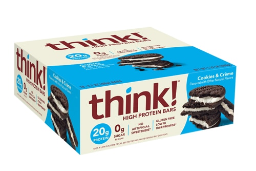 Протеиновые батончики Cookies & Creme 20 г белка, 10 шт, без сахара и глютена Think!