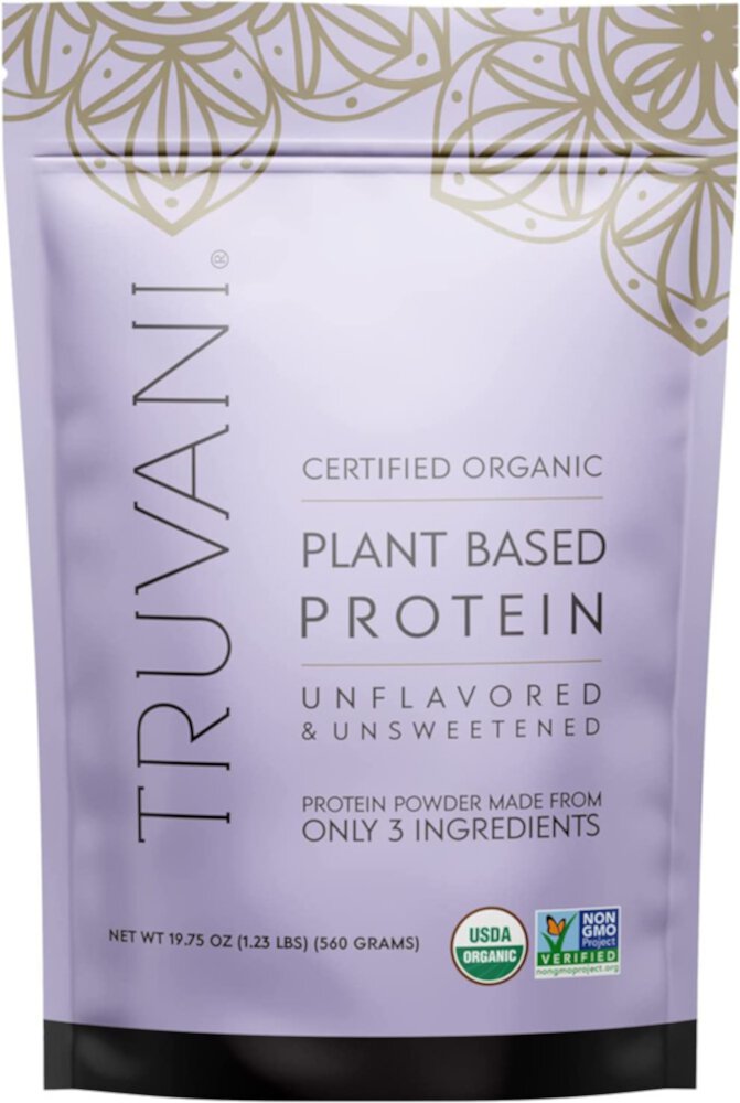 Organic Plant Based Protein Powder (Порошок) Unflavored (Без вкуса) & Unsweetened -- 20 Servings (Порции) Truvani